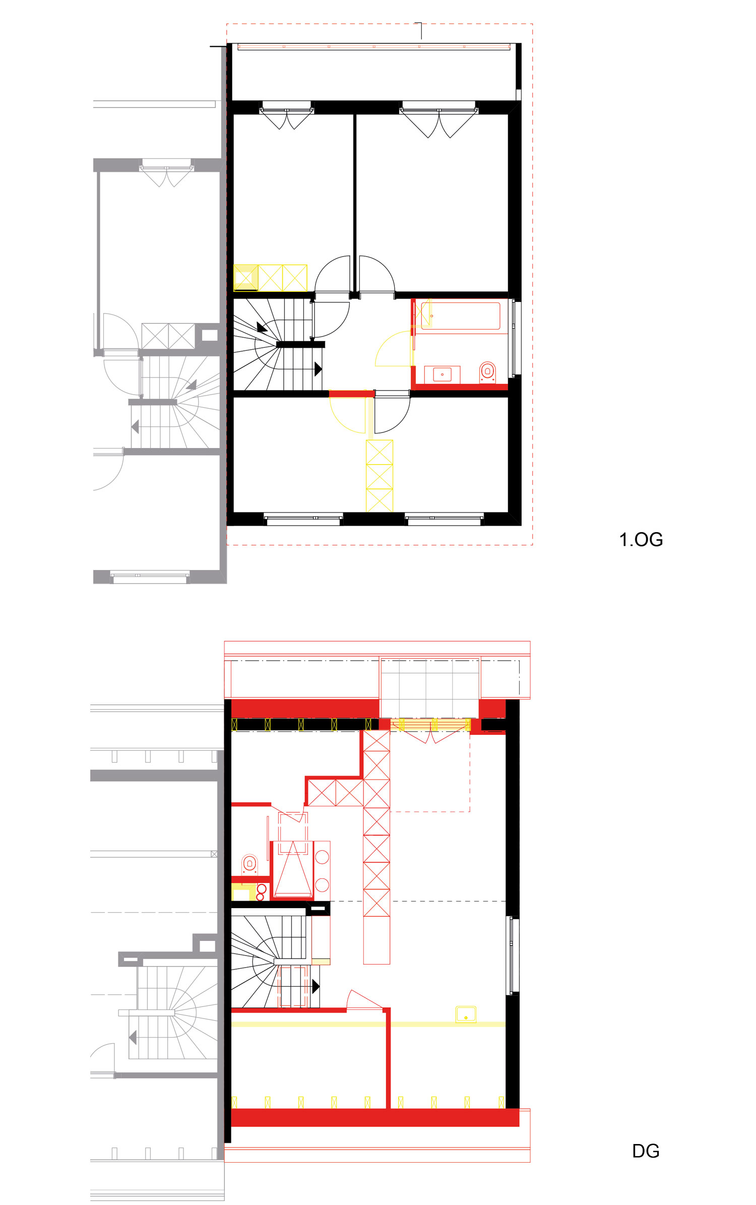 Projekt Pfeifenweid 13 Grundrisse OG und DG