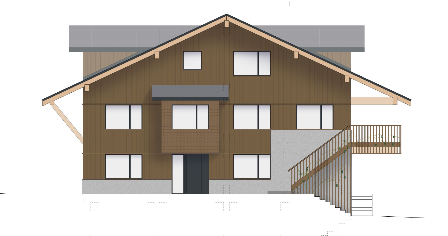 Kleinwangen Ansicht Nord, Holzfassade