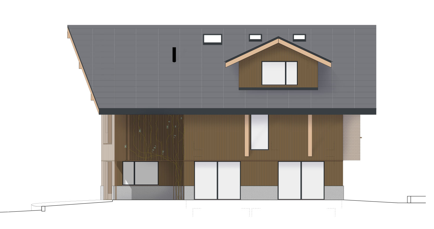 Kleinwangen Ansicht Ost, Holzfassade