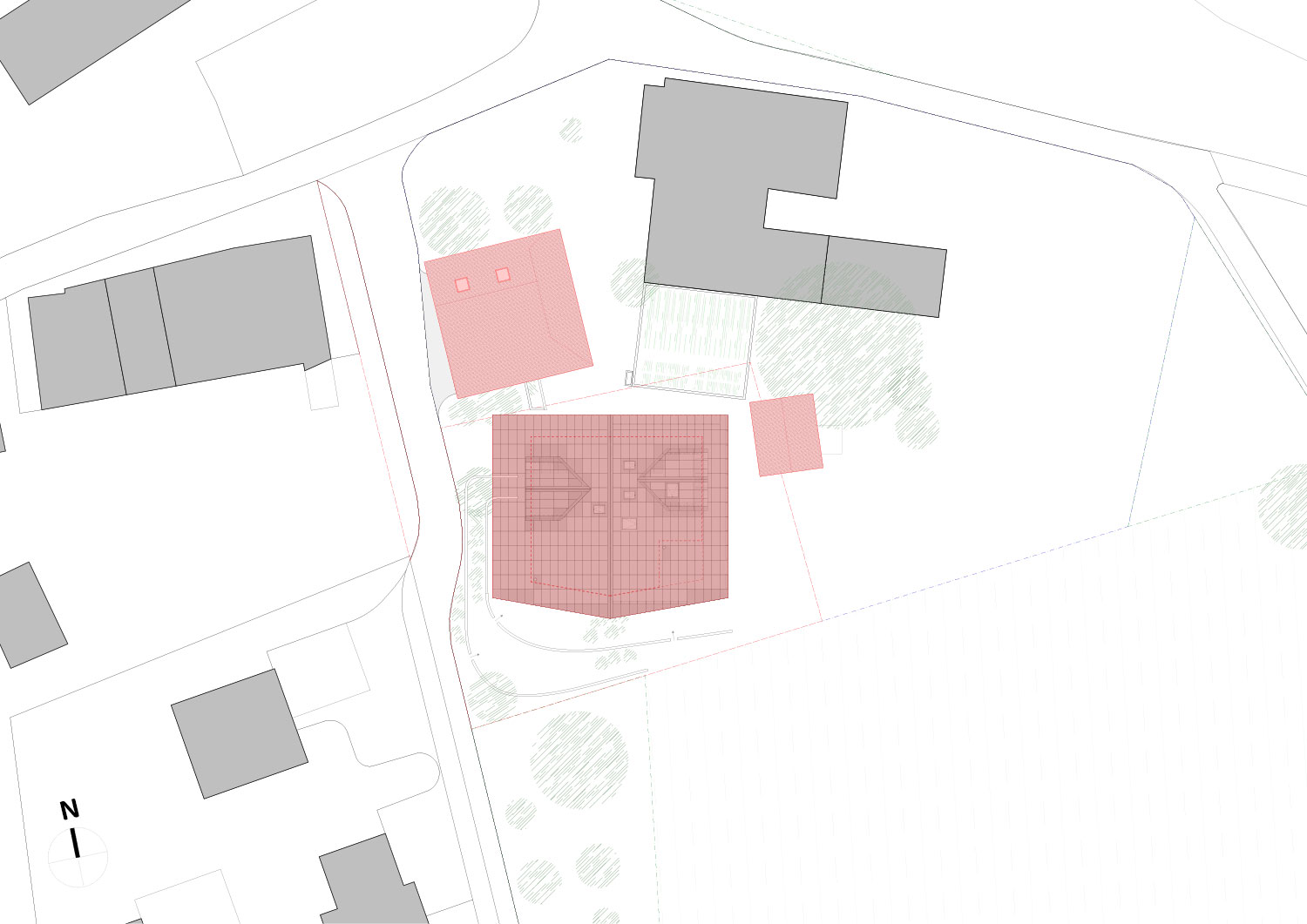 Kleinwangen Situationsplan, Mehrfamilienhaus im landwirtschaftlichen Kontext